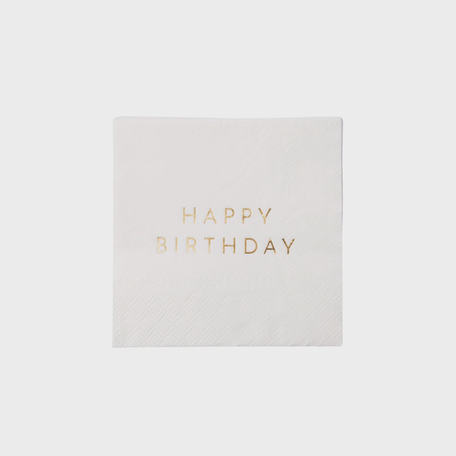 WHITE &amp; GOLD SIGNATURE HAPPY BIRTHDAY COCKTAIL NAPKINS