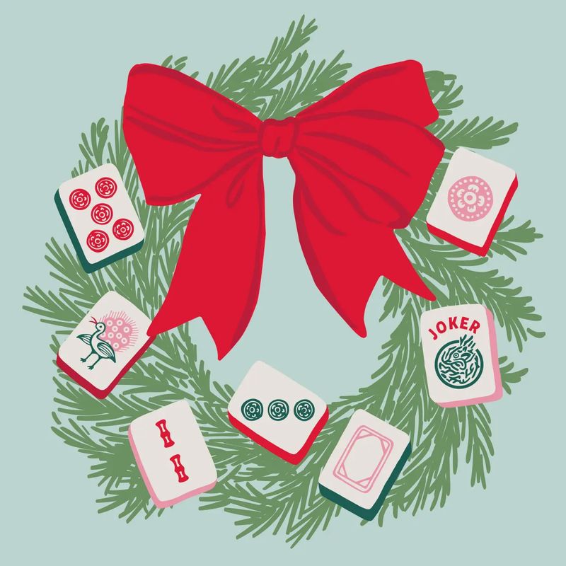 Mahjong Wreath Holiday Cocktail Napkins
