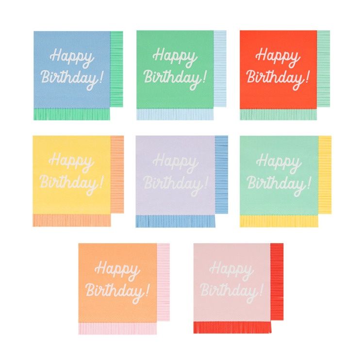 Mixed Happy Birthday Small Napkins