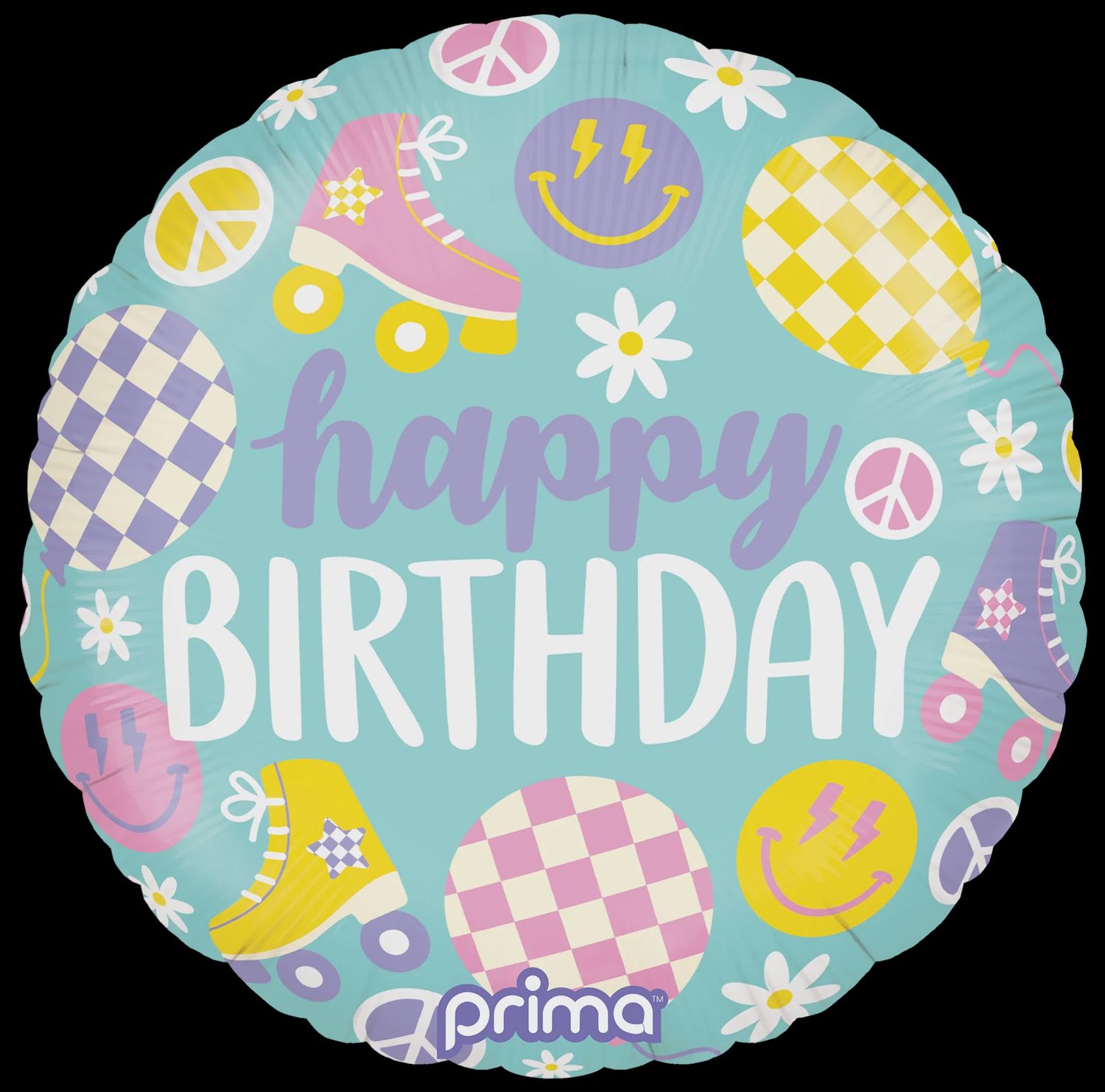 Retro Skates Happy Birthday Foil Balloon