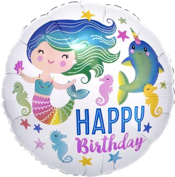 Mermaid Happy Birthday Foil Balloon