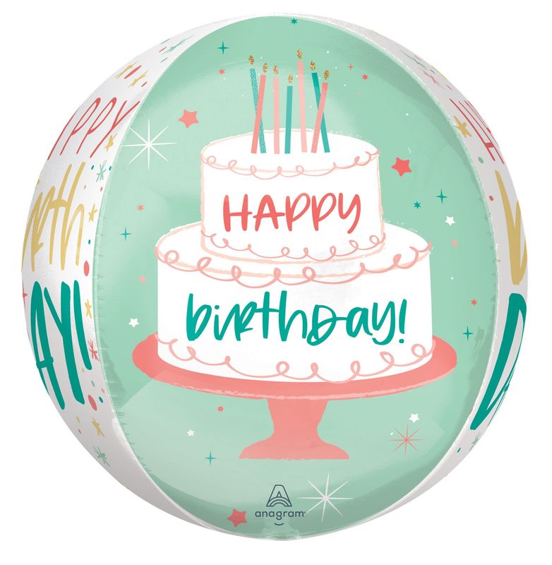 Cake Happy Birthday Orb Balloon