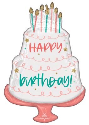 Happy Birthday Cake Jumbo Foil Balloon