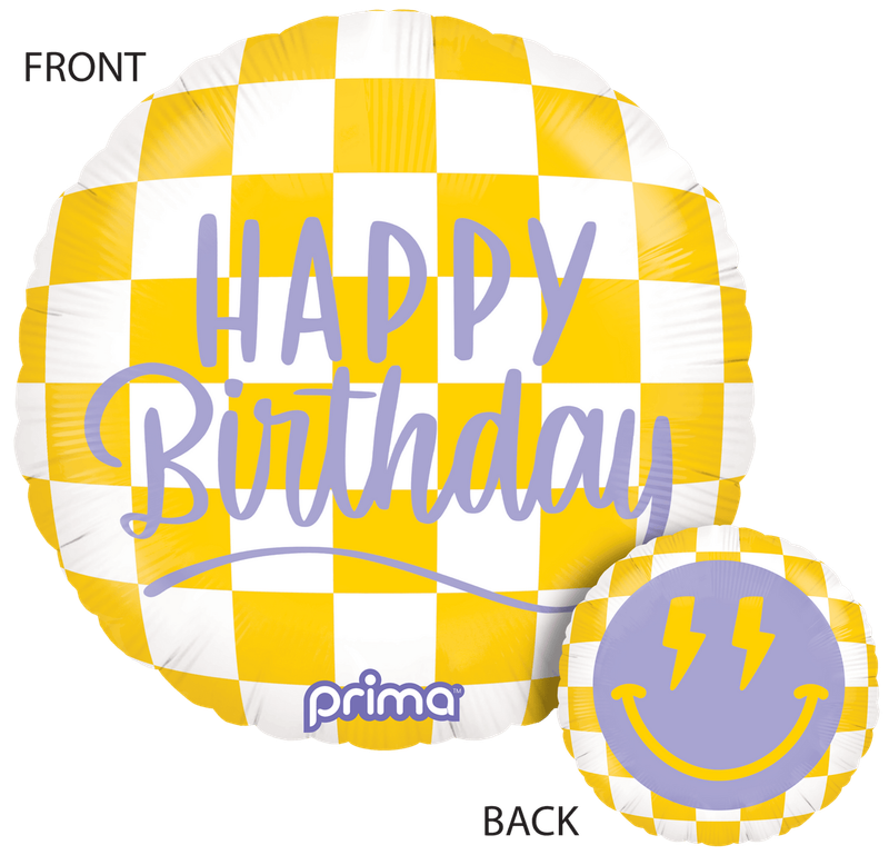 Checker Happy Birthday Foil Balloon