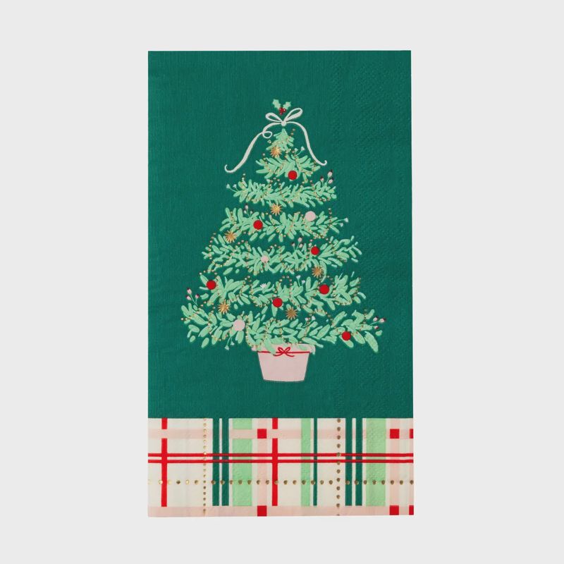 CHRISTMAS TREE PLAID GUEST TOWELS