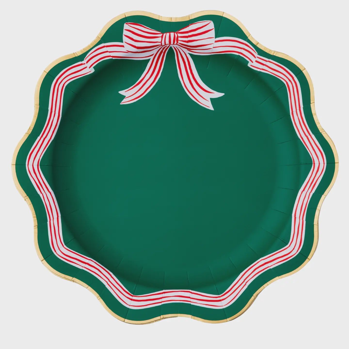 ELEGANT GREEN PEPPERMINT BOW DINNER PLATES