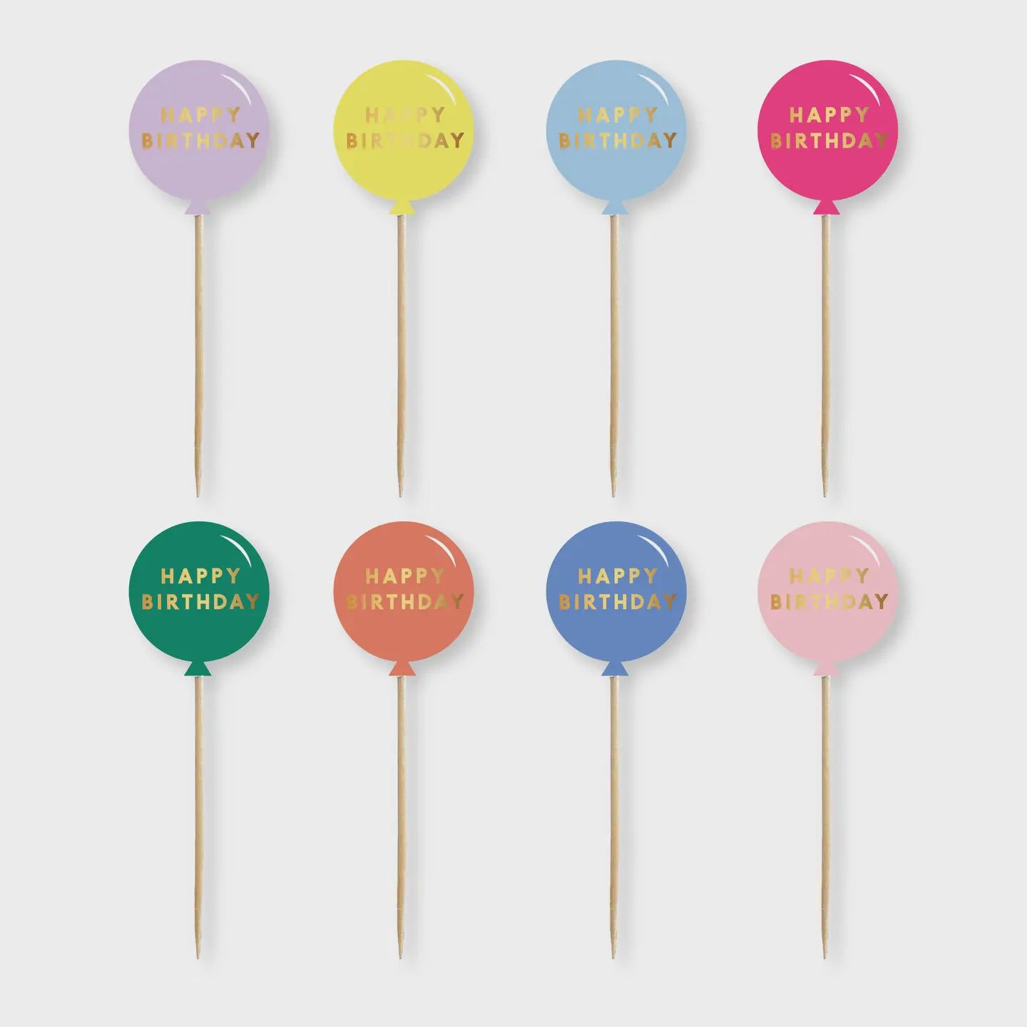 MULTICOLOR HAPPY BIRTHDAY CUPCAKE TOPPERS