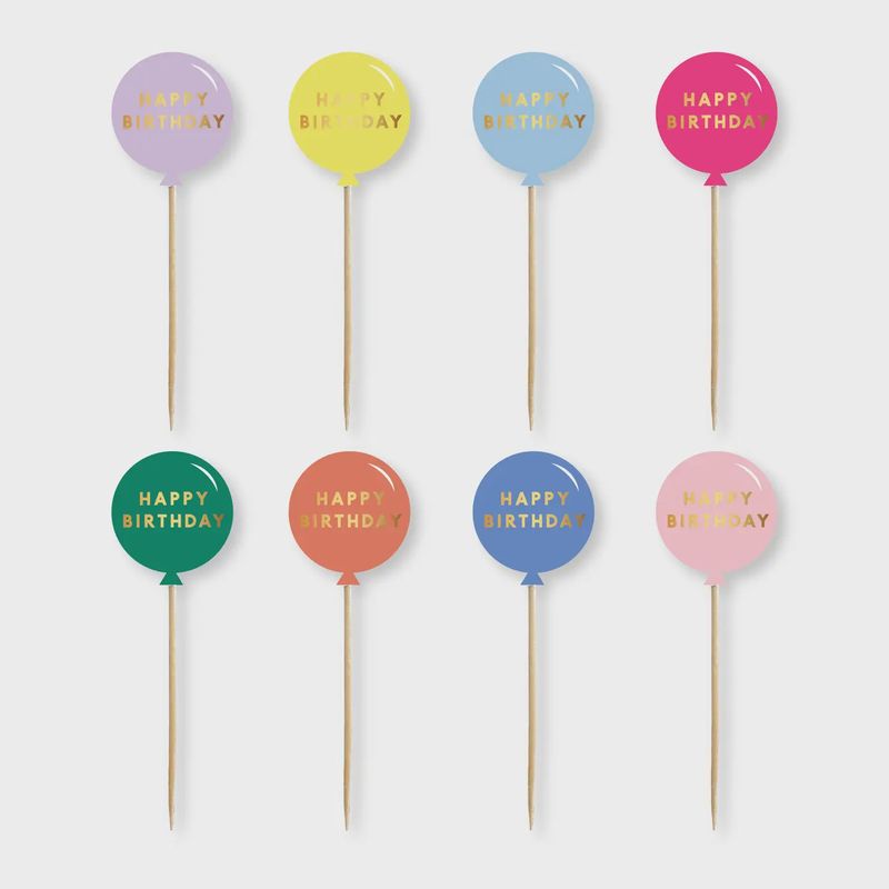 MULTICOLOR HAPPY BIRTHDAY CUPCAKE TOPPERS