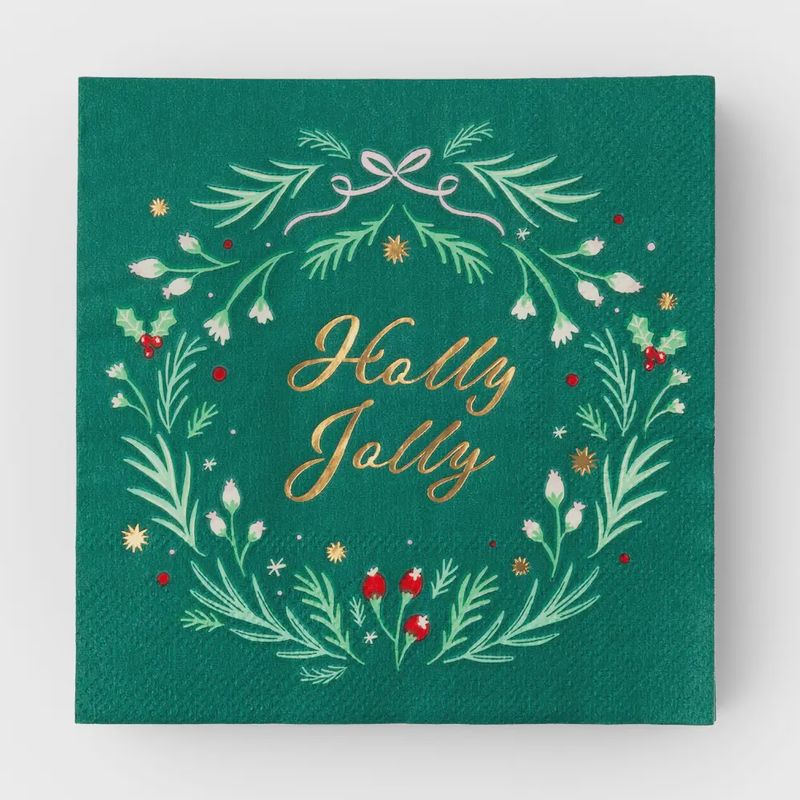 HOLLY JOLLY CHRISTMAS COCKTAIL NAPKINS