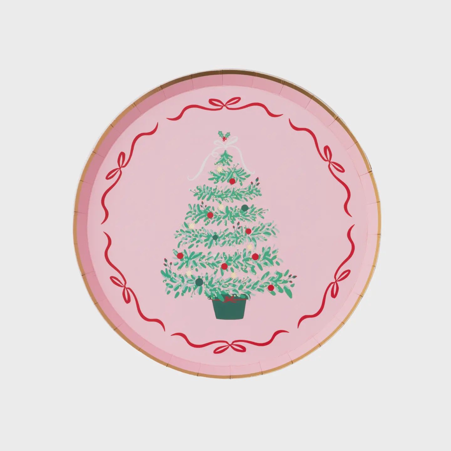 PINK CHRISTMAS TREE DESSERT PLATES