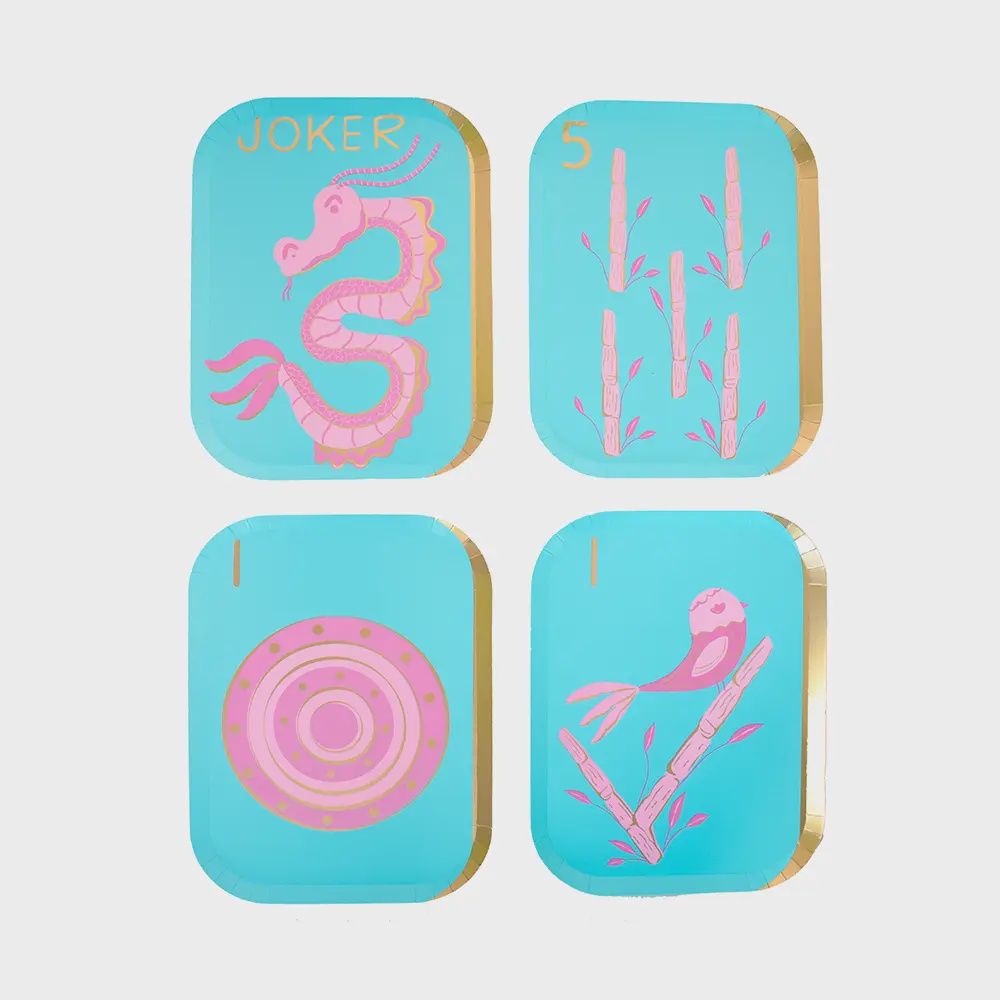Game Night Mahjong Tile Dinner Plates