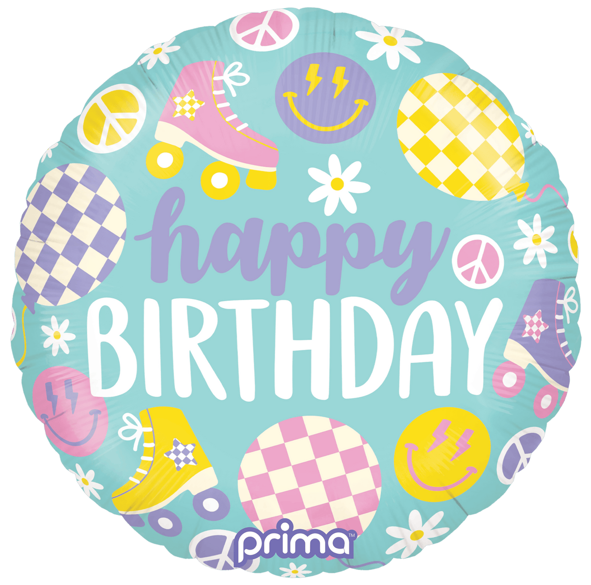 Retro Skates Happy Birthday Foil Balloon
