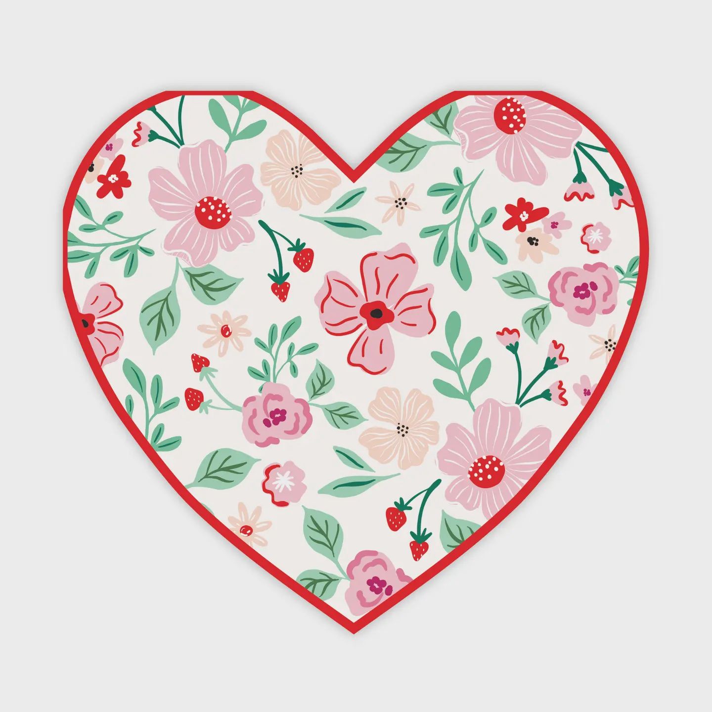 PINK &amp; RED FLORAL HEART LARGE NAPKINS
