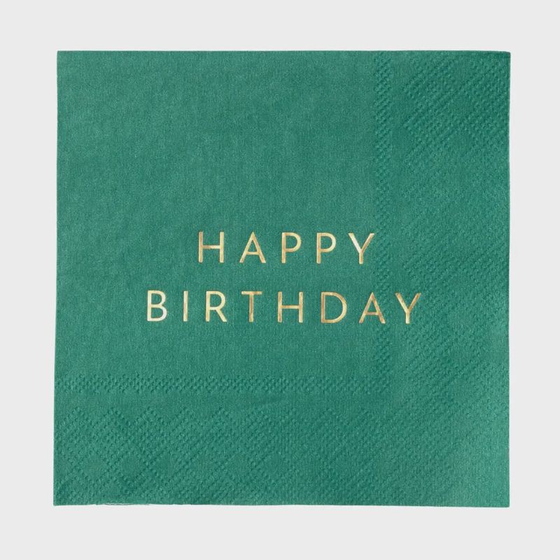 EMERALD GREEN SIGNATURE HAPPY BIRTHDAY COCKTAIL NAPKINS