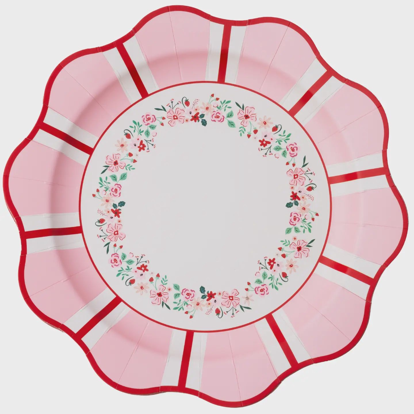 PINK &amp; RED FLORAL DINNER PLATES