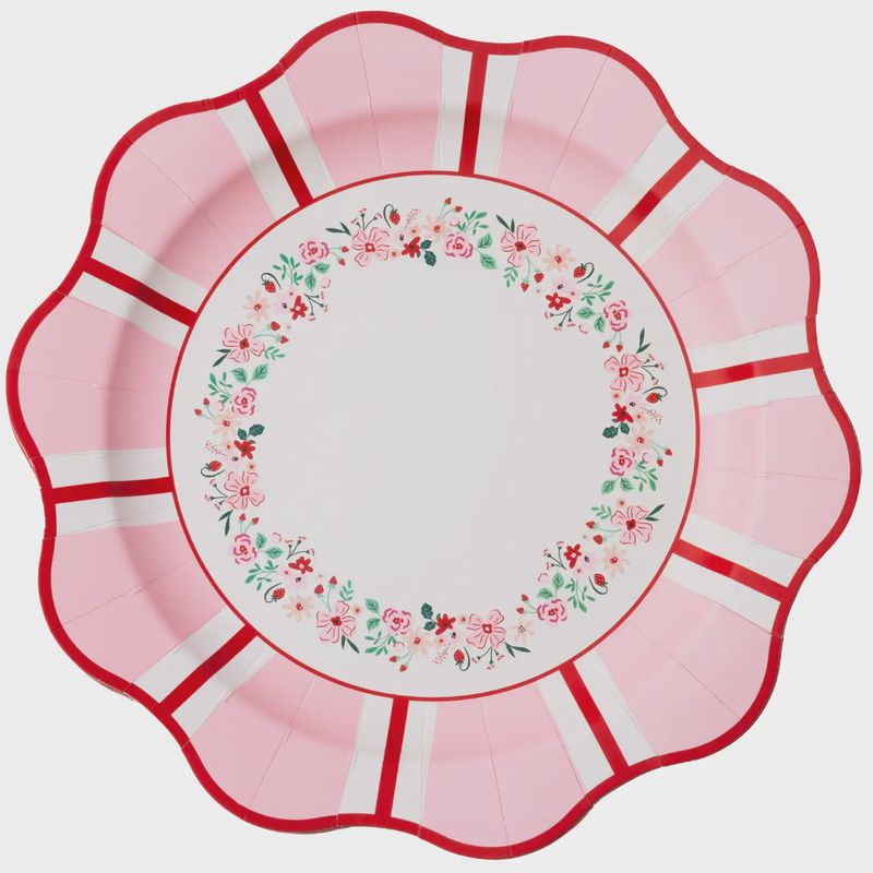 PINK &amp; RED FLORAL DINNER PLATES