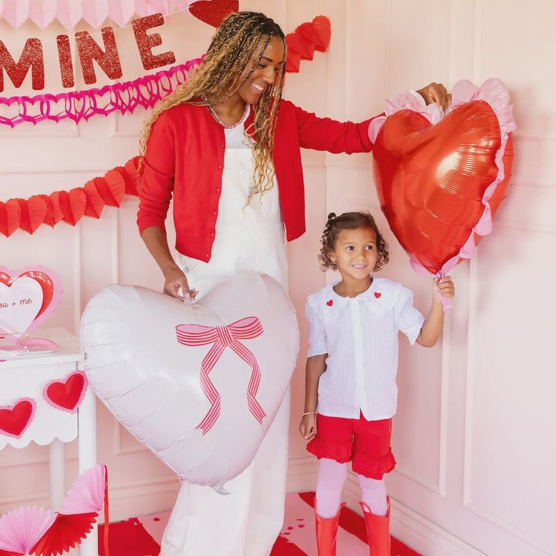 Bow Heart Mylar Balloon