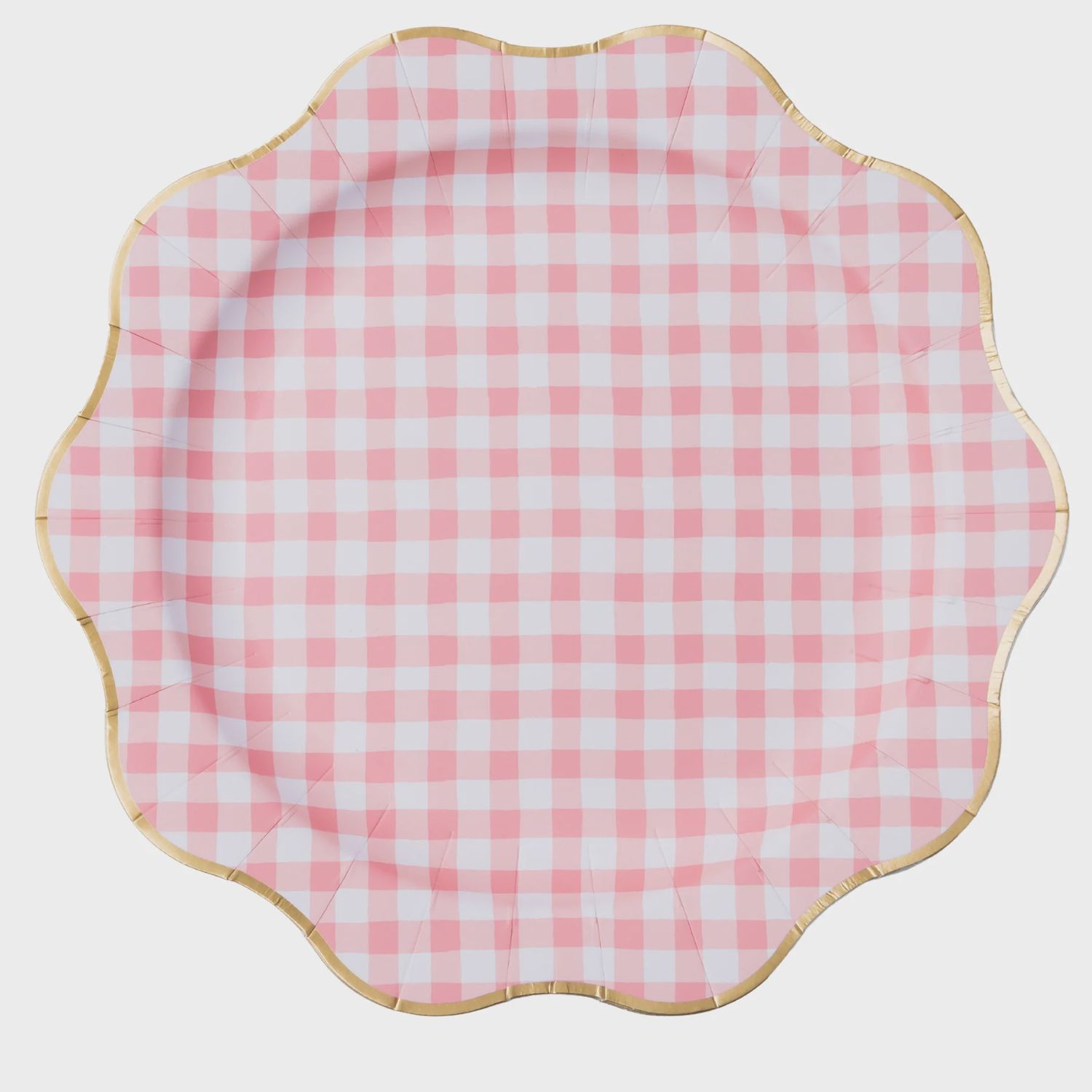ELEGANT PETAL PINK GINGHAM DINNER PLATES