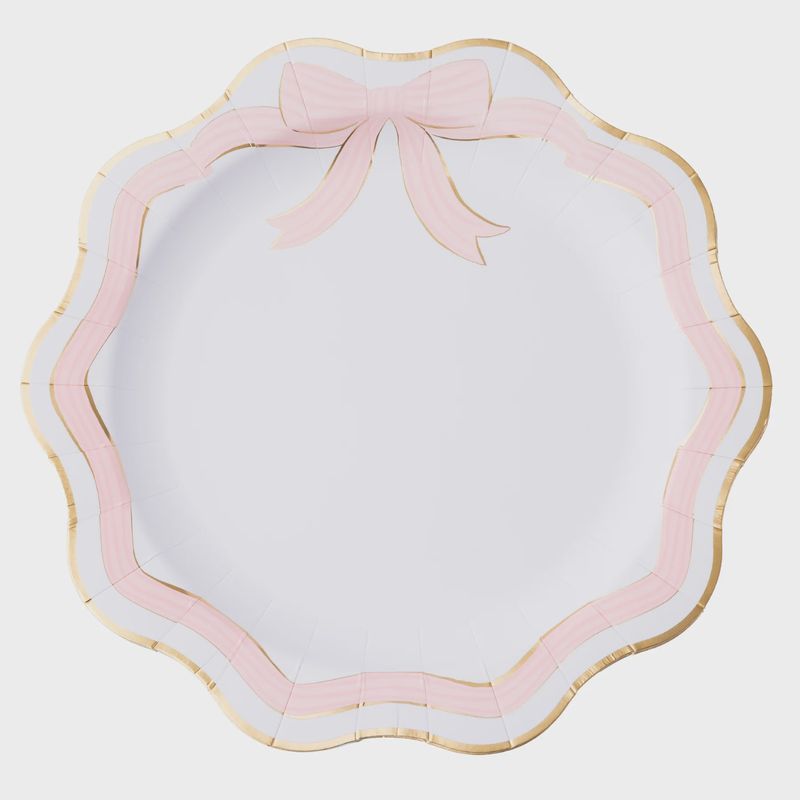 ELEGANT PINK &amp; GOLD BOW DINNER PLATES