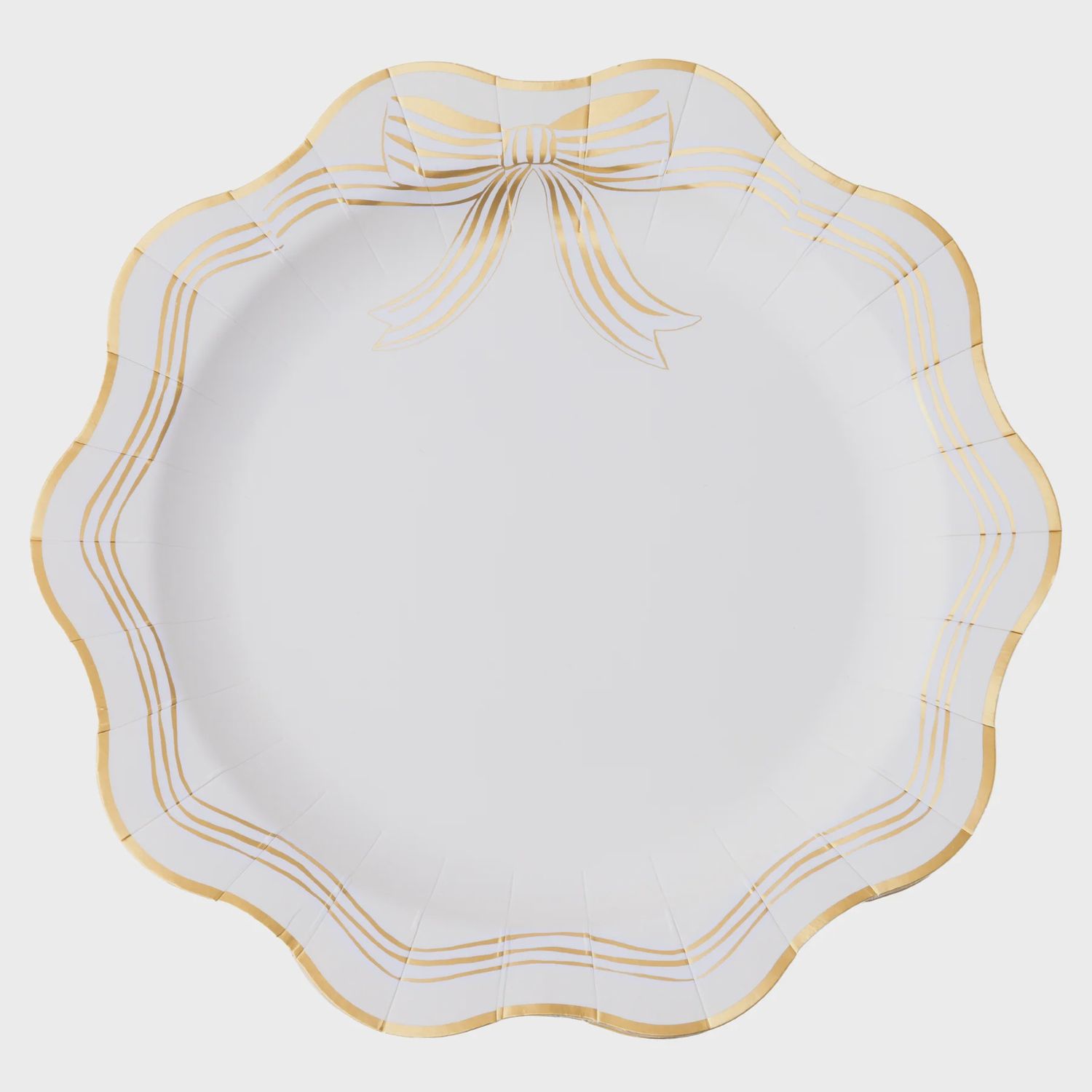 ELEGANT CREAM &amp; GOLD BOW DINNER PLATES