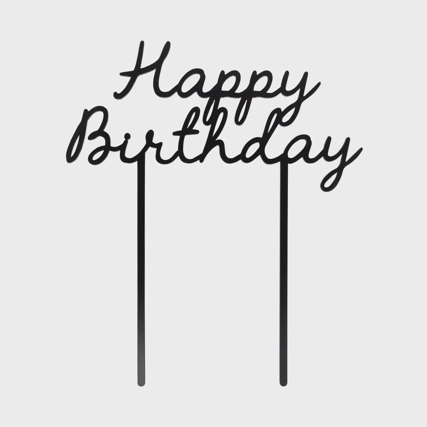 Black Happy Birthday Cake Topper