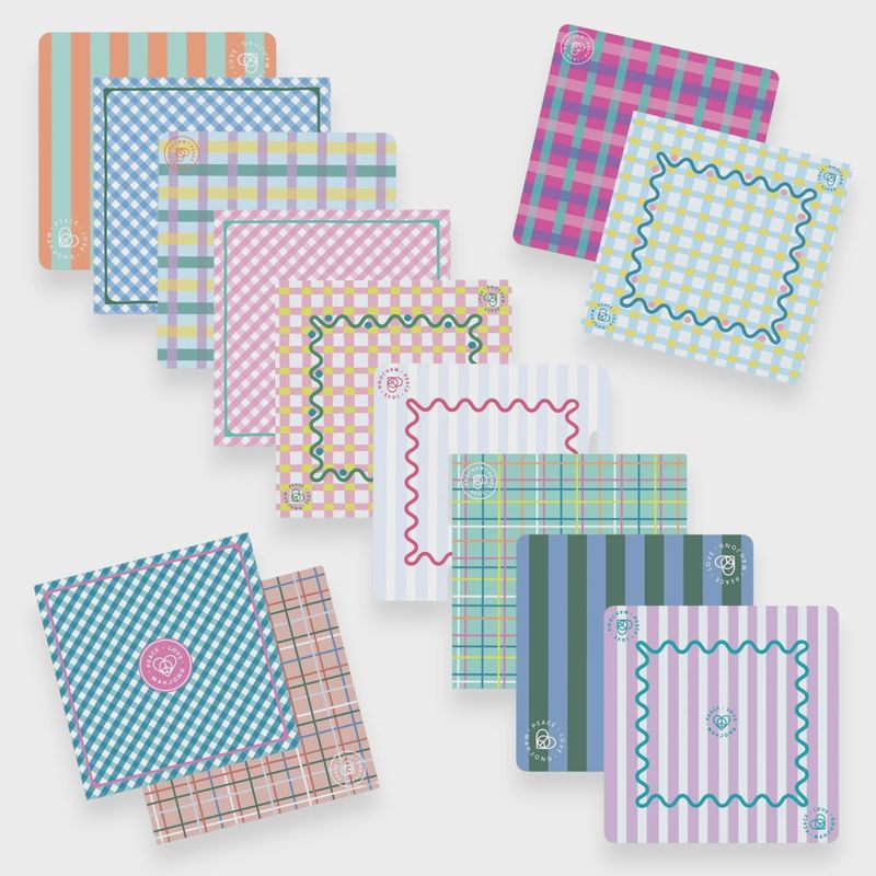 Peace Love Mahjong Mats - Plaid &amp; Stripes