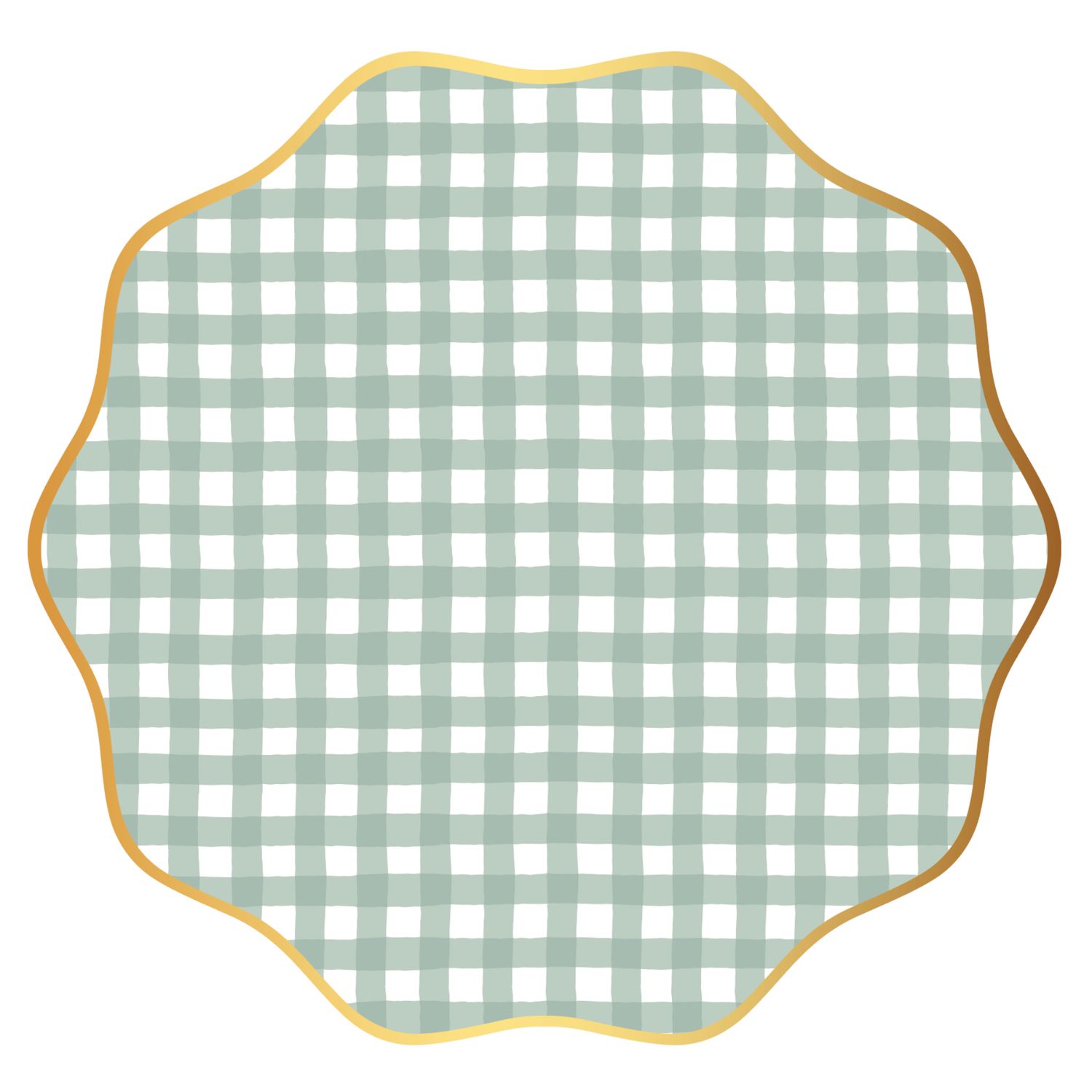 Sage Green Gingham Scalloped Dinner Plates