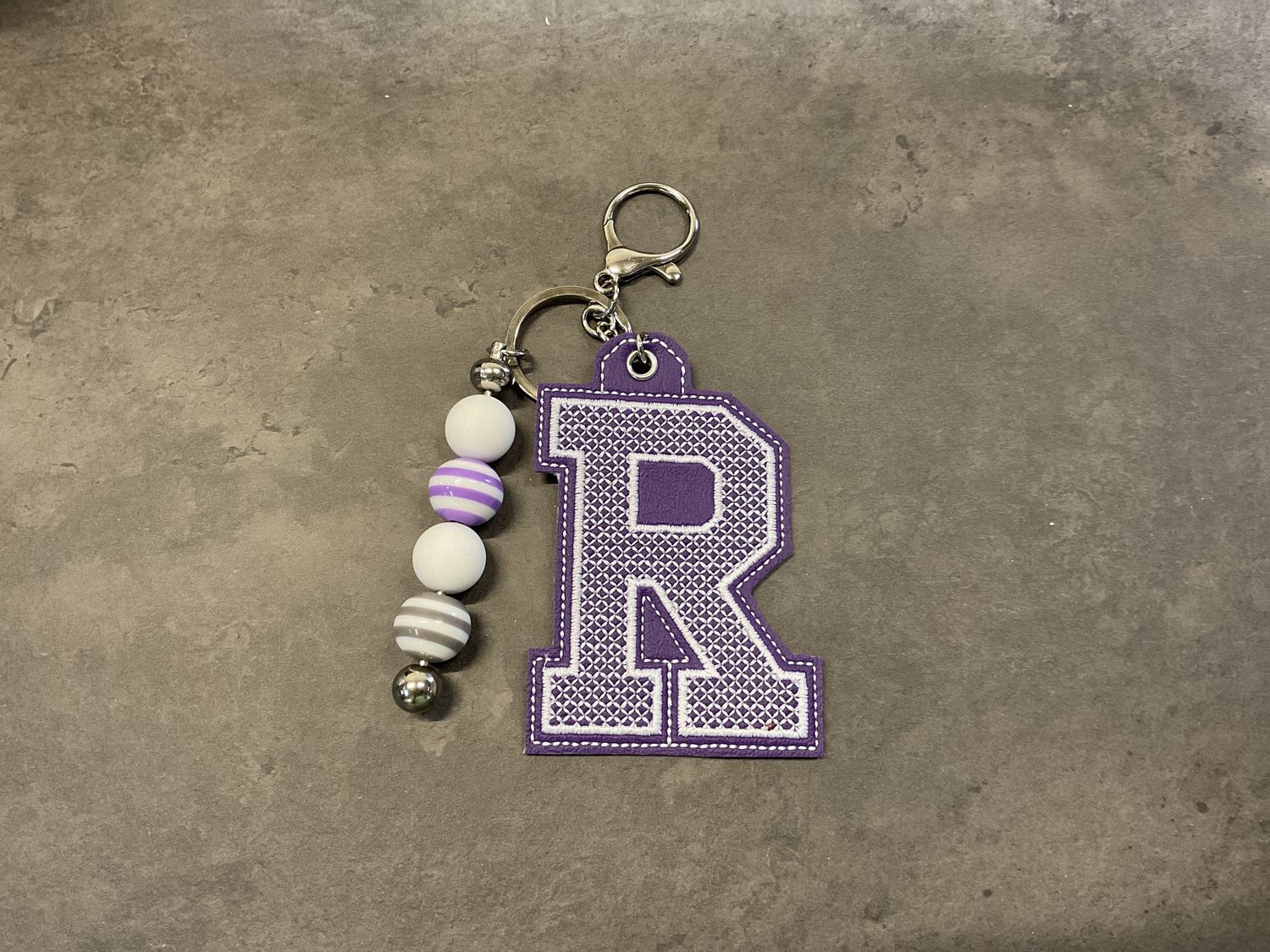Letter and Beads Key Chain, Letter: R