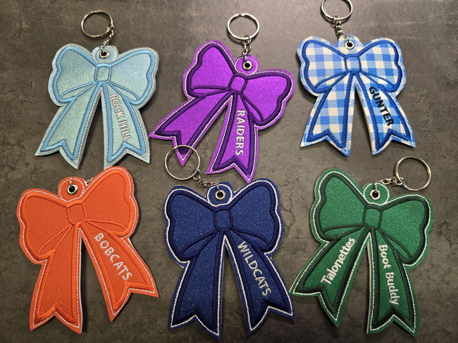 Embroidered Bow Key Chain, Colour: Royal