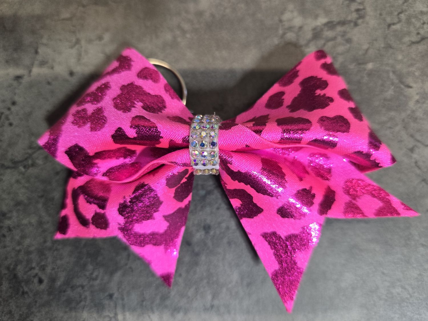 Fabric Bow Key Chain, Colour: Pink Cheetah