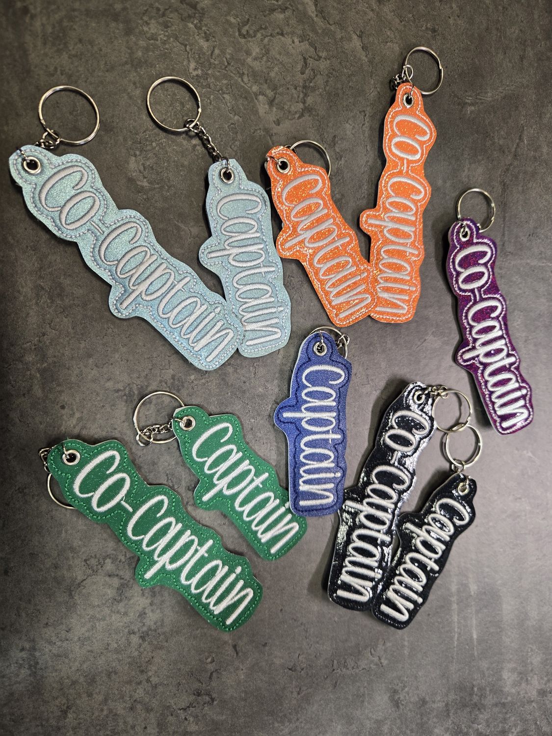Captain Embroidered Key Chain, Colour: Green