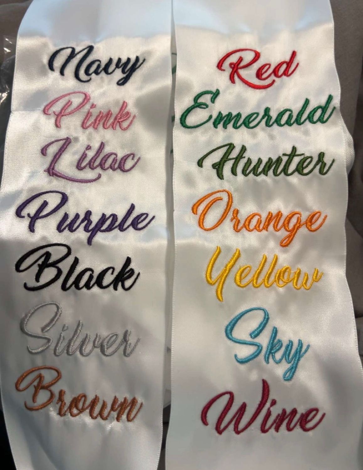 Embroidered HOCO/Prom Sash, Colour: Navy
