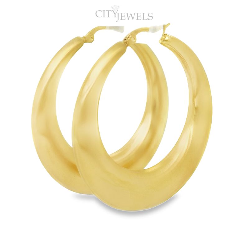 Edelstahl 18ct vergoldet jumbo Hoops Matt elegantes Finish