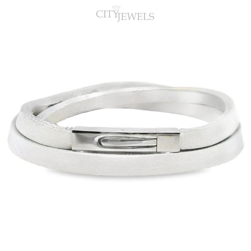 Elegantes weißes Lederarmband 19/21cm