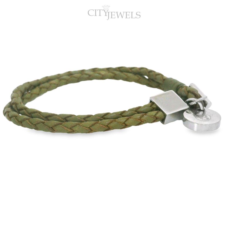 Elegantes Lederarmband grün 19cm