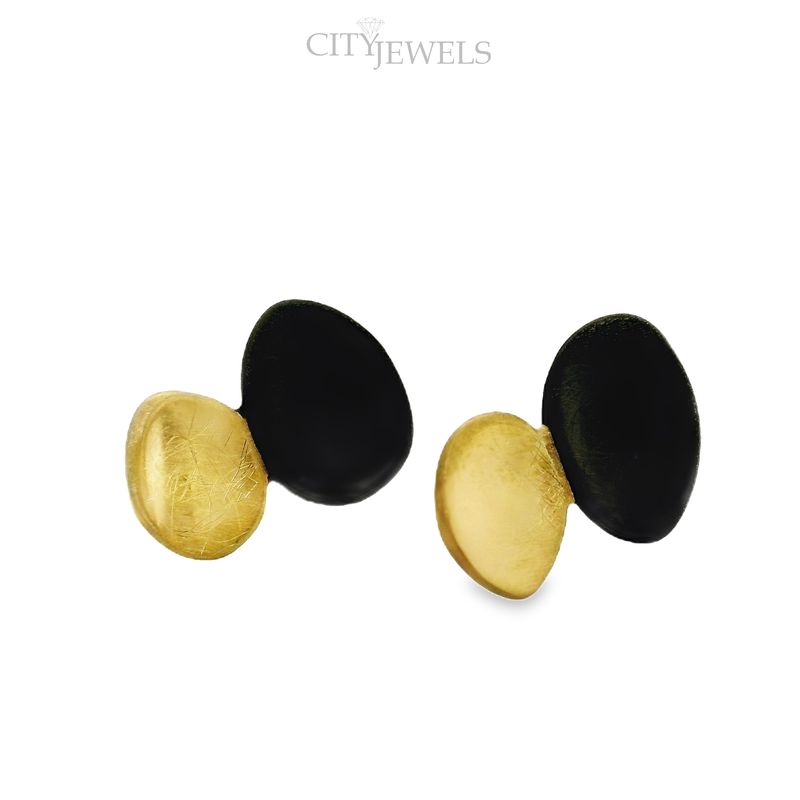 Moderne Edelstahlohrringe in Schwarz und Gold