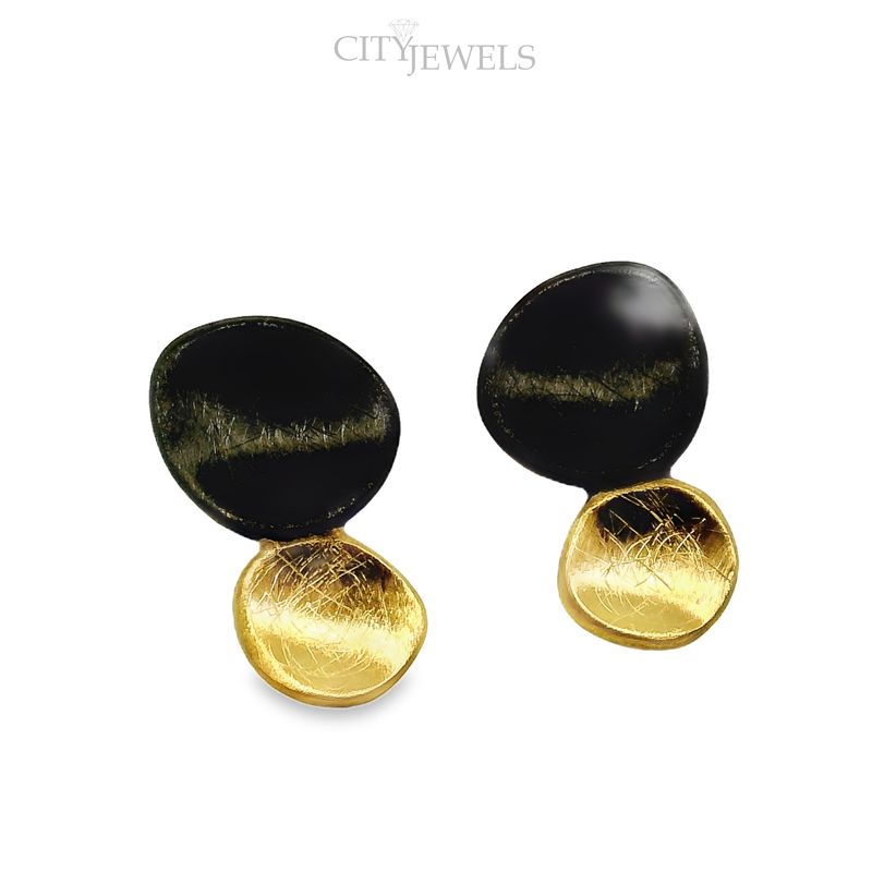 Moderne Edelstahlohrringe in Schwarz und Gold