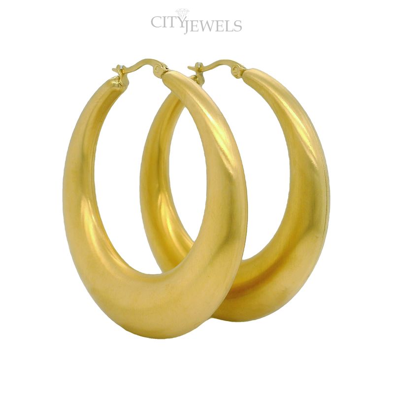Jumbo Hoops aus mit 18ct vergoldetem Edelstahl, matt mit elegantem Finish, 50mm groß