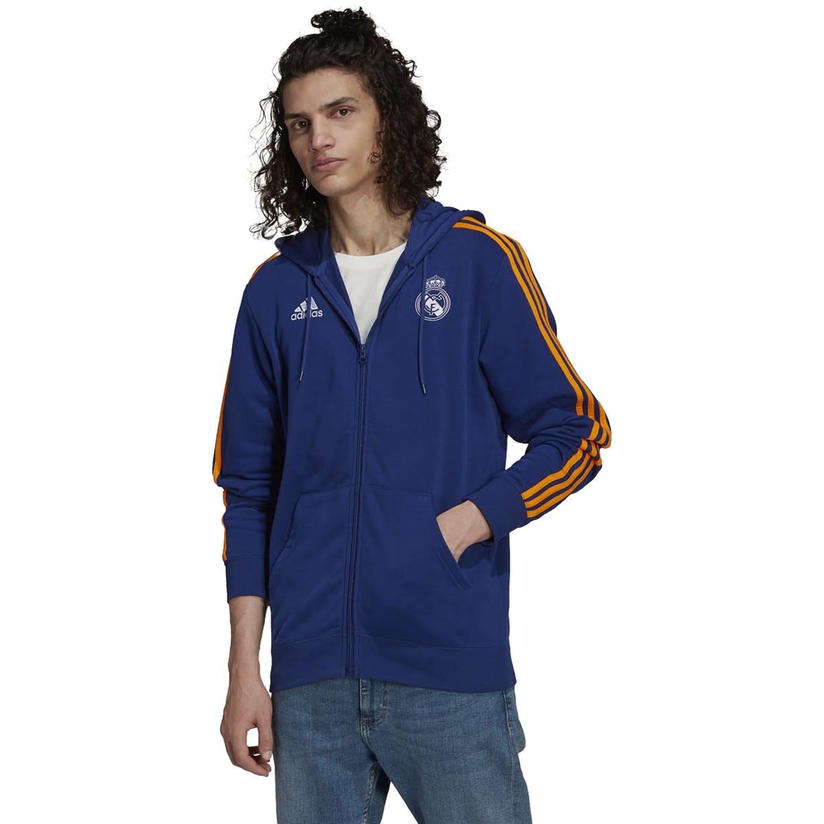 REAL MADRID 21/22 3-STRIPES FULL-ZIP HOODIE (BLUE)