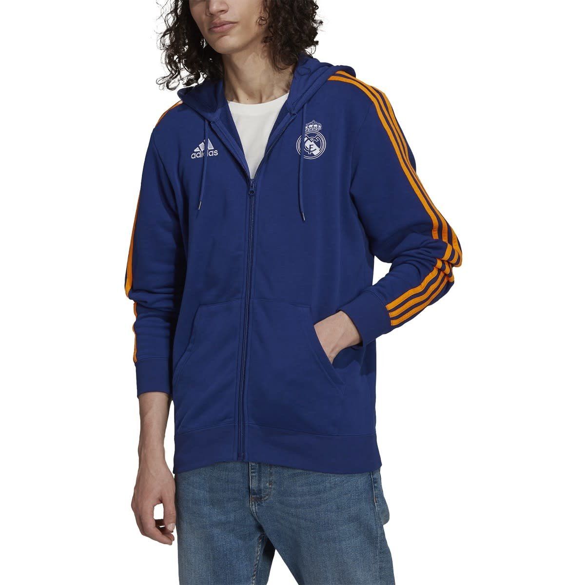 REAL MADRID 21/22 3-STRIPES FULL-ZIP HOODIE (BLUE)