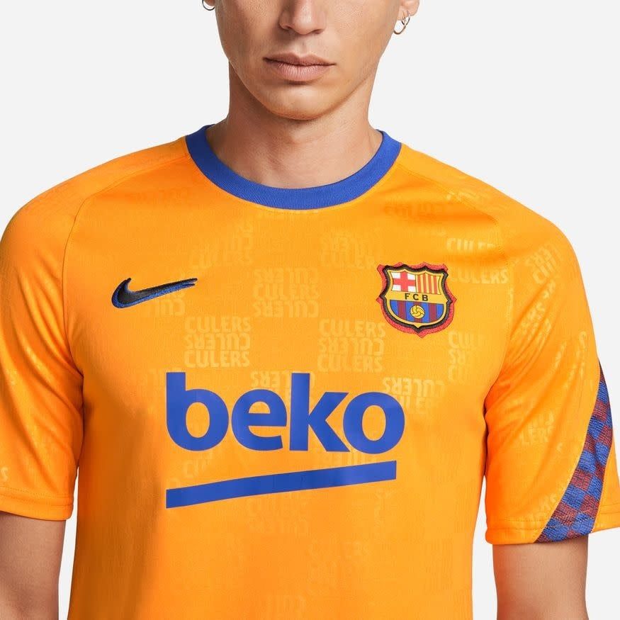 FC BARCELONA 21/22 PREMATCH JERSEY (ORANGE/BLUE)