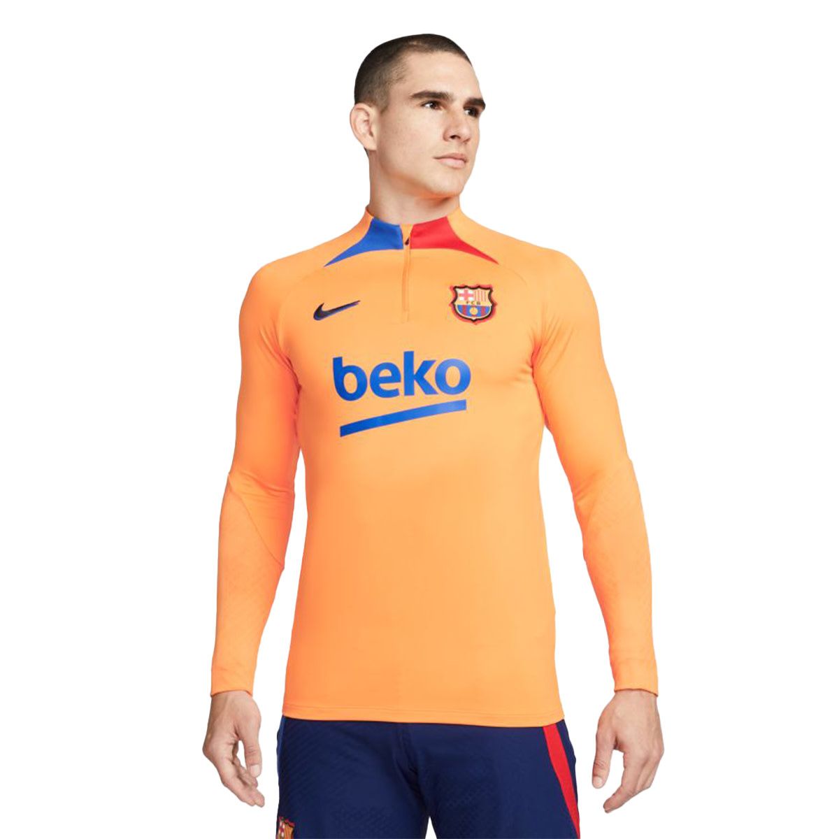 FC BARCELONA 21/22 STRIKE DRILL TOP 1/4 ZIP (ORANGE/BLUE)