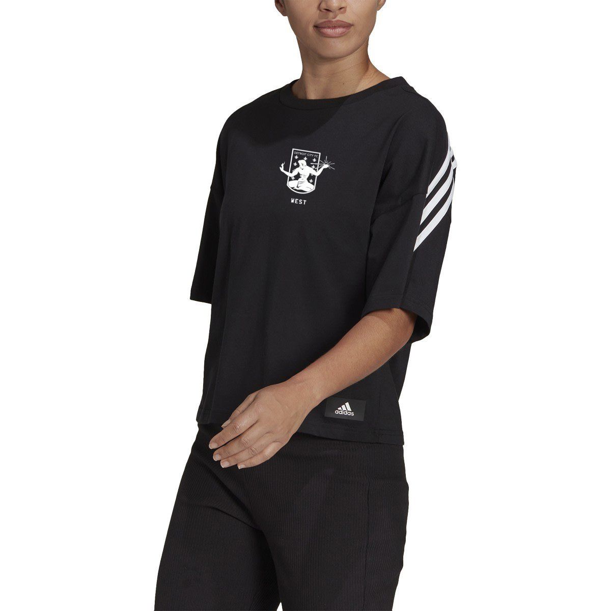 SPORTSWEAR 3STRIPE CROP TEE WOMEN (DCFC) (BLACK)