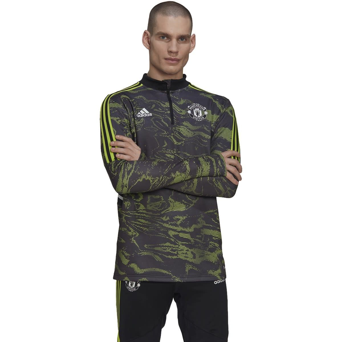 MANCHESTER UNITED 22/23 CONDIVO 22 TRAINING TOP (BLACK/LIME)