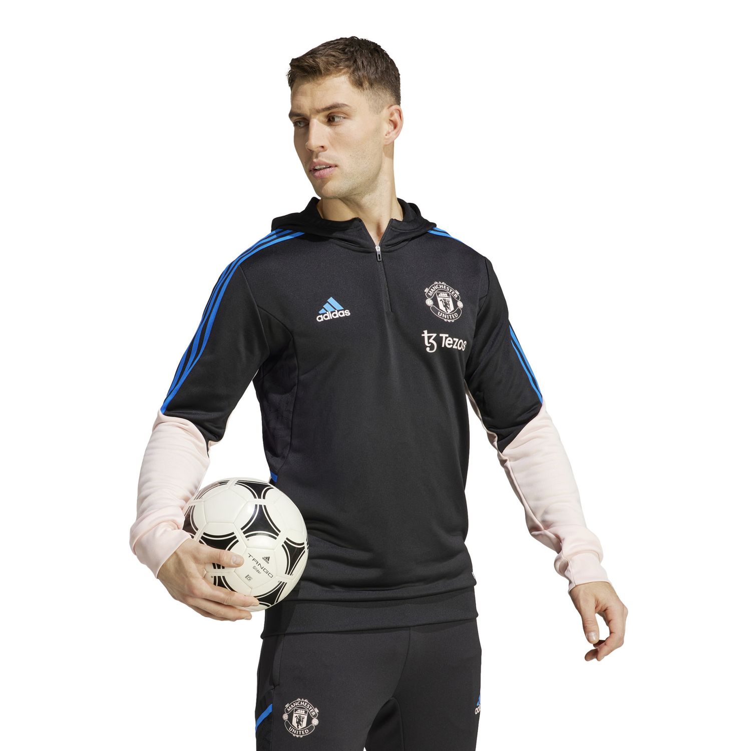 MANCHESTER UNITED 22/23 HOODED TRACK TOP (BLACK/PINK)