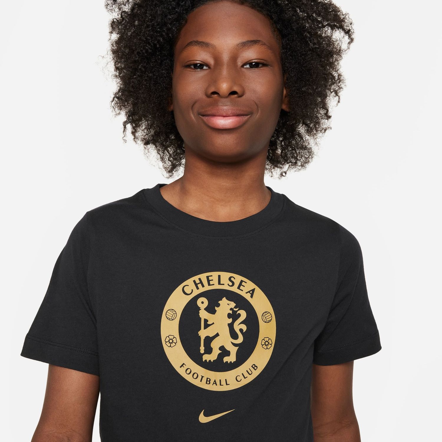 CHELSEA 23/24 CREST TEE YOUTH (BLACK/GOLD)