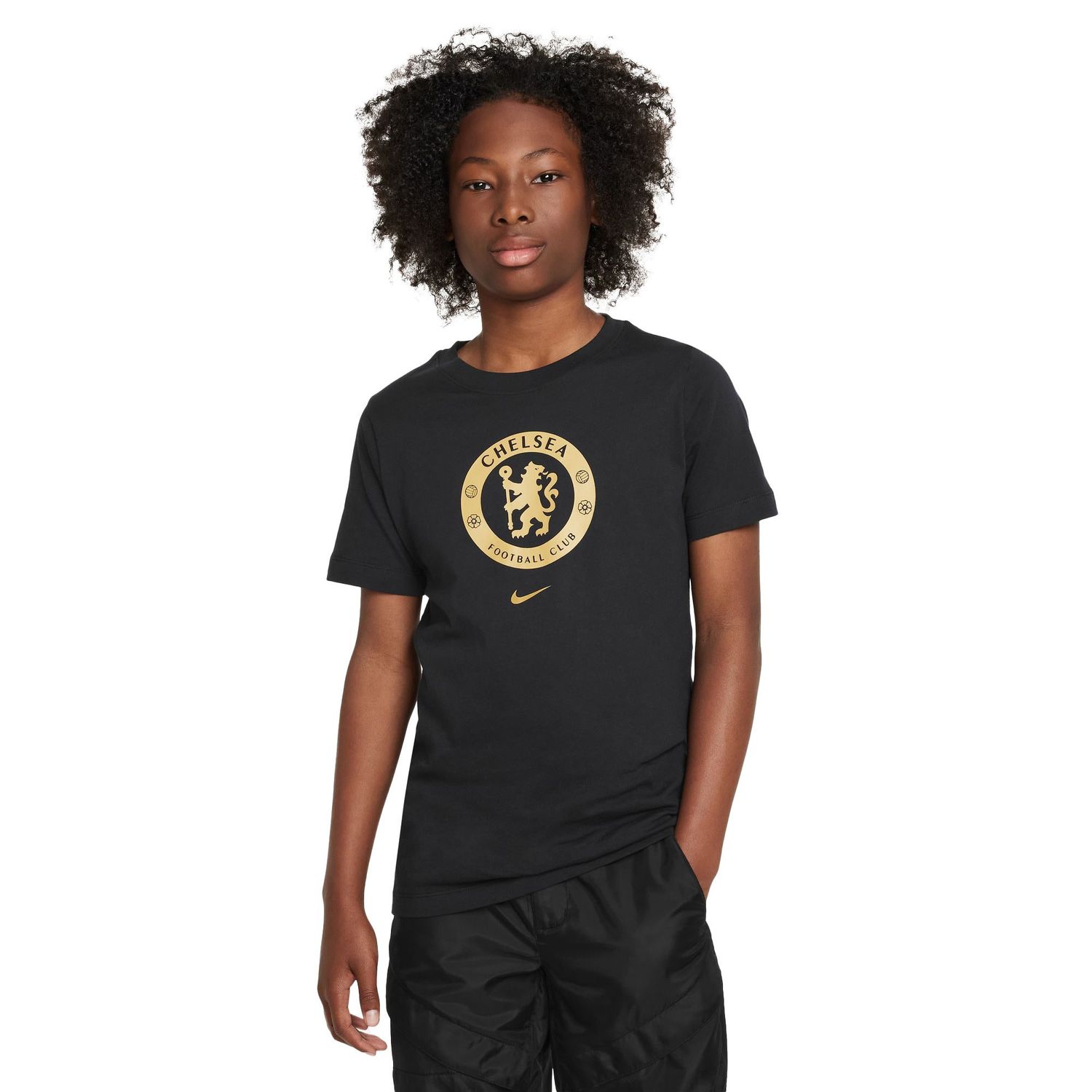 CHELSEA 23/24 CREST TEE YOUTH (BLACK/GOLD)