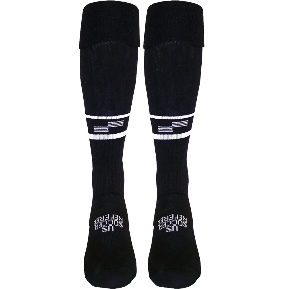 USSF 2 STRIPE REFEREE SOCKS (BLACK/WHITE)