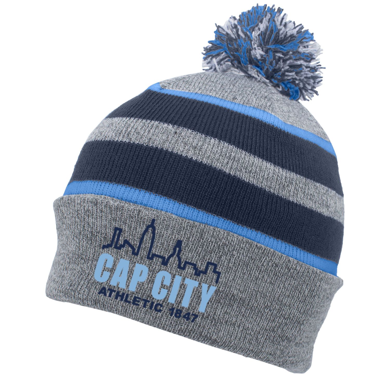 TEAM POM BEANIE (CAP CITY) (GRAY/BLUE)