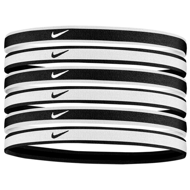 SWOOSH SPORT HEADBANDS 6PK TIPPED (BLACK/WHITE)